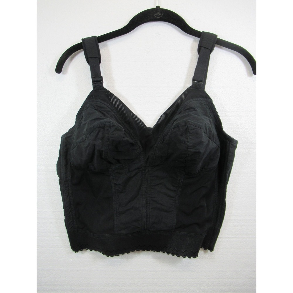 Vintage Adonna Longline Bullet Bra 36C Black Wireless Unlined